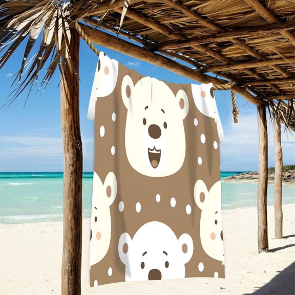 Head Of Cute Bear Beach Towel Oversized Sandproof Absorbent Quick Dry Towels Adult for Travel Vacation Essentials