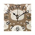 thumbnail image 1 of Head Of Cute Bear Wall Clock Square Silent Non Ticking Battery Operated Clock for Home Bathroom Kitchen Bedroom Living Room, 1 of 8