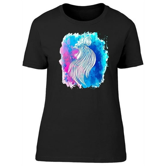 Head Of Rooster On Watercolor T-Shirt Women -Image by Shutterstock, Female Medium