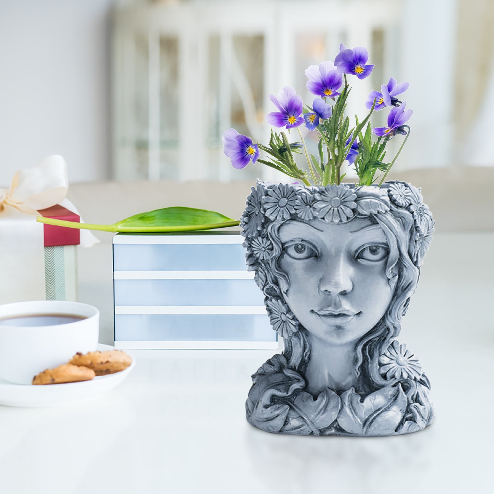 Head Planter Face Flower Pot Decorative Girl Statue Planter Pot 