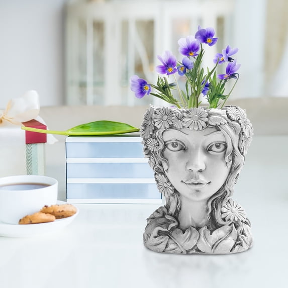 Head Planter Face Flower Pot Decorative Girl Statue Planter Pot Indoor Outdoor