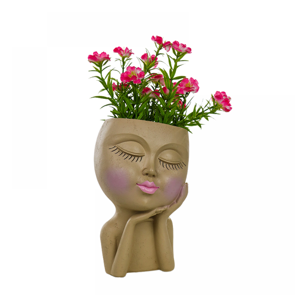 Head Planter Face Flower Pot, Woman Face Planter Unique White Head