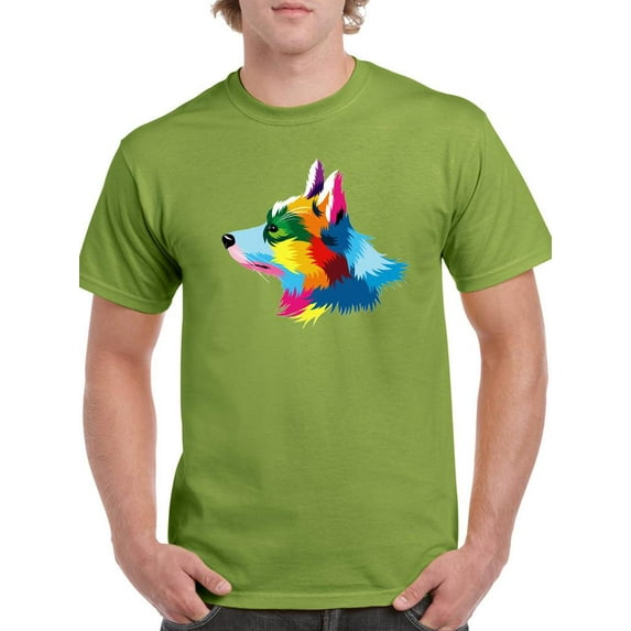 Head Portrait Corgi Multicolor T-Shirt Men -Image by Shutterstock, Male 3X-Large
