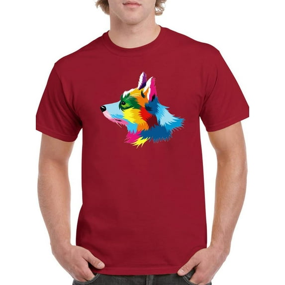 Head Portrait Corgi Multicolor T-Shirt Men -Image by Shutterstock, Male Large