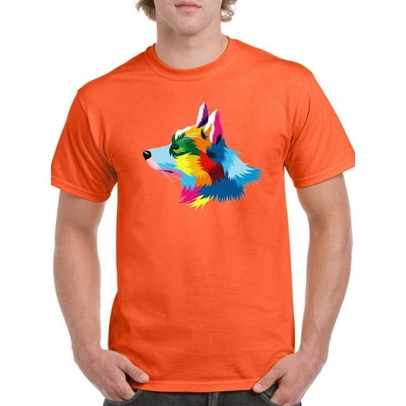 Head Portrait Corgi Multicolor T-Shirt Men -Image by Shutterstock, Male Medium