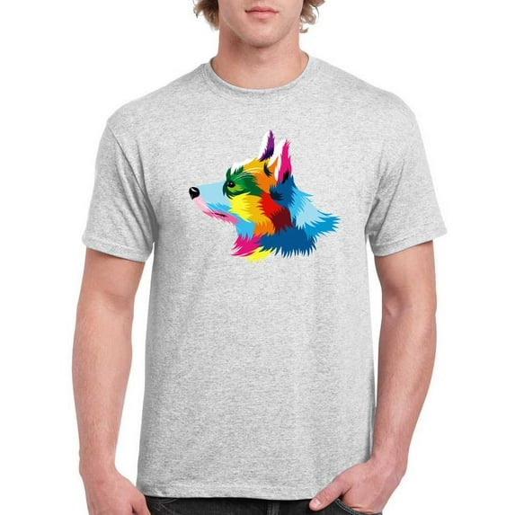 Head Portrait Corgi Multicolor T-Shirt Men -Image by Shutterstock, Male Medium