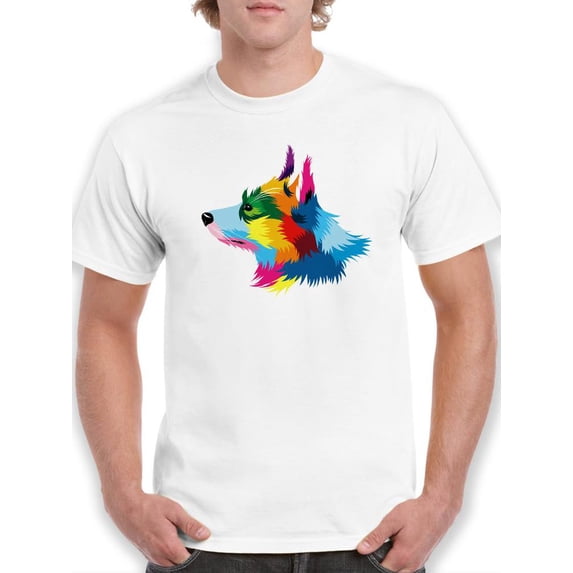 Head Portrait Corgi Multicolor T-Shirt Men -Image by Shutterstock, Male Medium