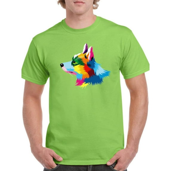 Head Portrait Corgi Multicolor T-Shirt Men -Image by Shutterstock, Male Small