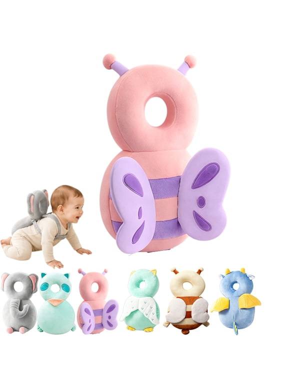 Head Protector Backpack, Adjustable Cartoon Animal Walking Cushion Backpack, Soft Wearable Plush Pad for Supervised Walking Practice, Elephant Design, 18M+
