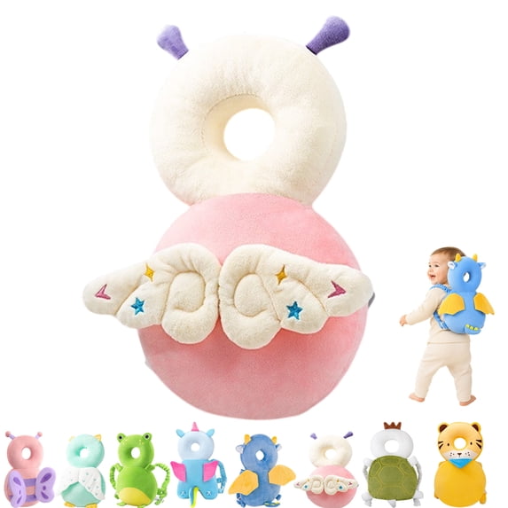Head Protector Backpack, Adjustable Cartoon Animal Walking Cushion Backpack, Soft Wearable Plush Pad for Supervised Walking Practice, Elephant Design, 18M+