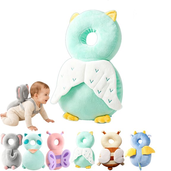 Head Protector Backpack, Adjustable Cartoon Animal Walking Cushion Backpack, Soft Wearable Plush Pad for Supervised Walking Practice, Elephant Design, 18M+
