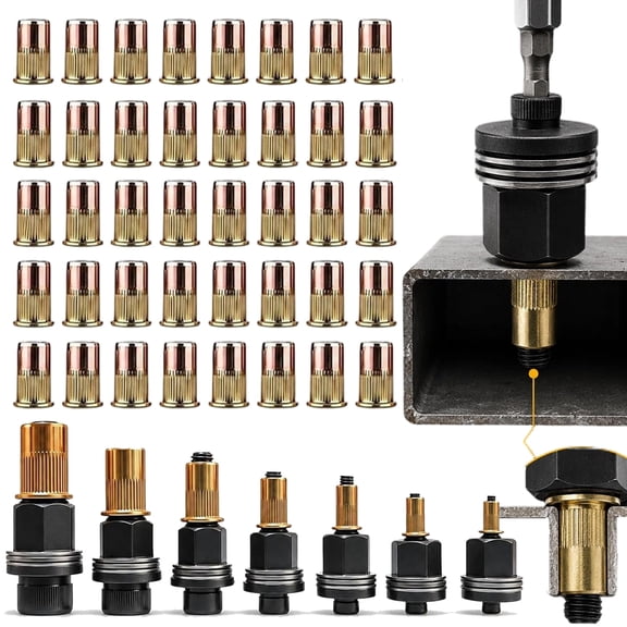 Head Rivet Nut Tool, M3-M12 Mandrel Set & Heavy Duty Carbon Steel for Automotive Repair, Sheet Metal, DIY Projects & Metal Fastening