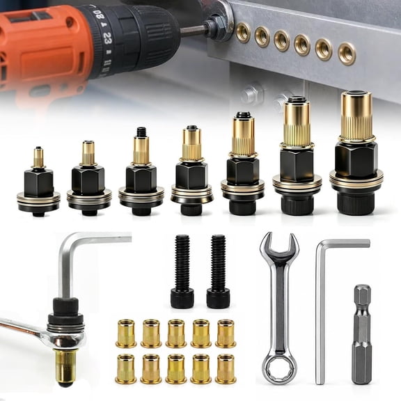 Head Rivet Nut Tool, M3 To M12 Rivet Nut Tool Kit, Hand or Drill Compatible, Easy Rivet Installation for Auto, Workshop and DIY Metal Repair