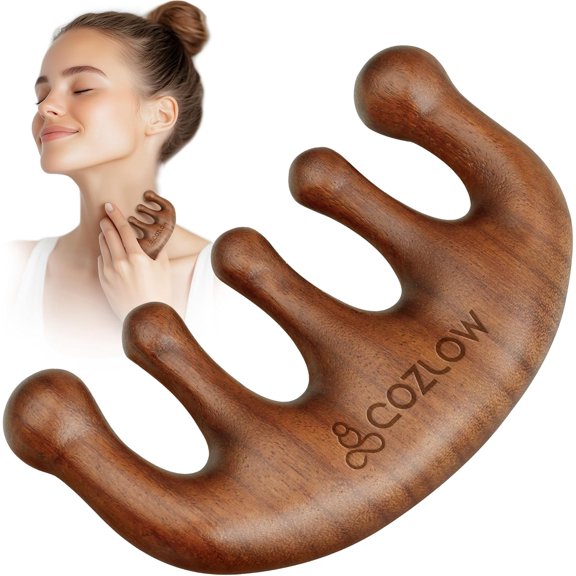 Head Scalp Comb - Premium Wooden Massage Comb for Neck & Shoulder - Natural Sandalwood Massager for Soft & Smooth Hair - Wood Therapy Massage Tool for Stress Relief & Muscle Relaxation