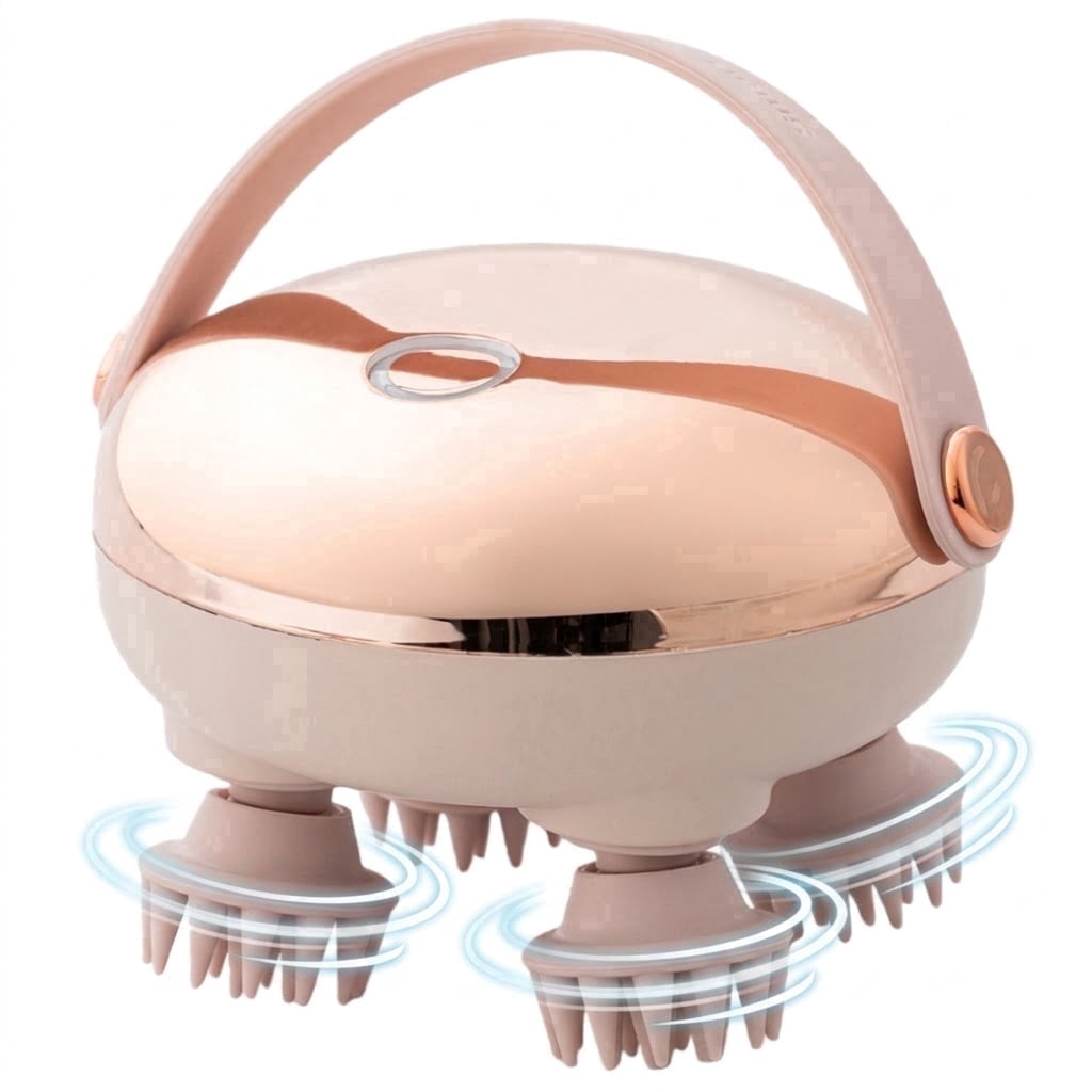 Head Scalp Massager Electric Head Massager for Hair Growth, Headache and Stress Relax, Rechargeable Hair Massager for Wash Hair With Red Light,  Handheld Scalp Massager for Shower