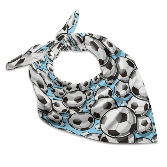 Head Scarf, Football Soccer Ball Square Satin Hair Scarves Silk Bandana Scarf Headscarf for Women Wrap Neck