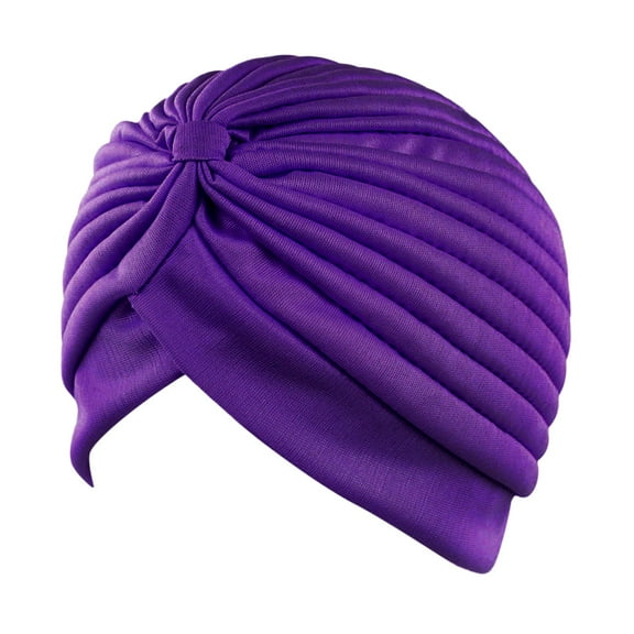 Head Scarf for Women's Hair, Yigetop 1 Stretch Turbans Pleated Headwraps Assorted Colors Head Hair Covers Solid Head Coverings Sleeping Head Accessories Head Wraps for Women Purple One Size