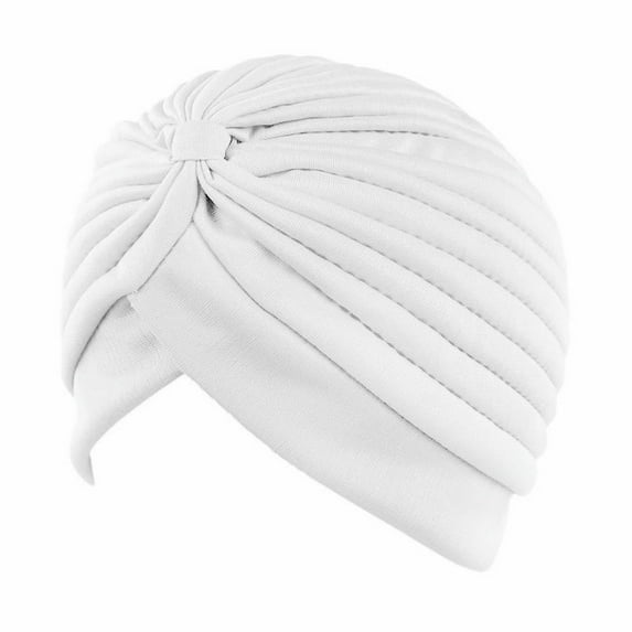 Head Scarf for Women's Hair, Yigetop 1 Stretch Turbans Pleated Headwraps Assorted Colors Head Hair Covers Solid Head Coverings Sleeping Head Accessories Head Wraps for Women White One Size