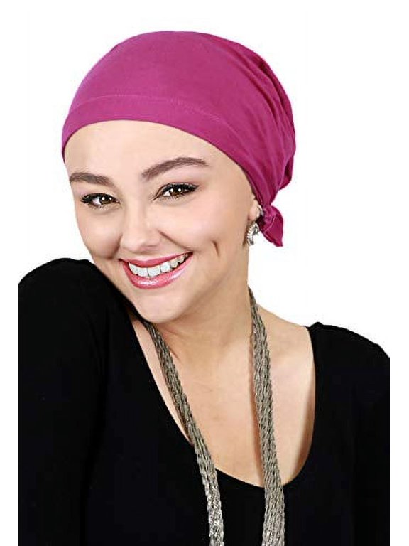 Head Scarf Wrap for Women Chemo Headwear Headcovers Cancer Cap Pre Tied Scarves Celeste Bamboo (Fuchsia)