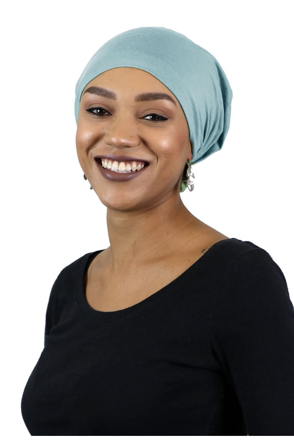 Head Scarf Wrap for Women Chemo Headwear Headcovers Cancer Cap Pre Tied Scarves Celeste Bamboo (Jade)