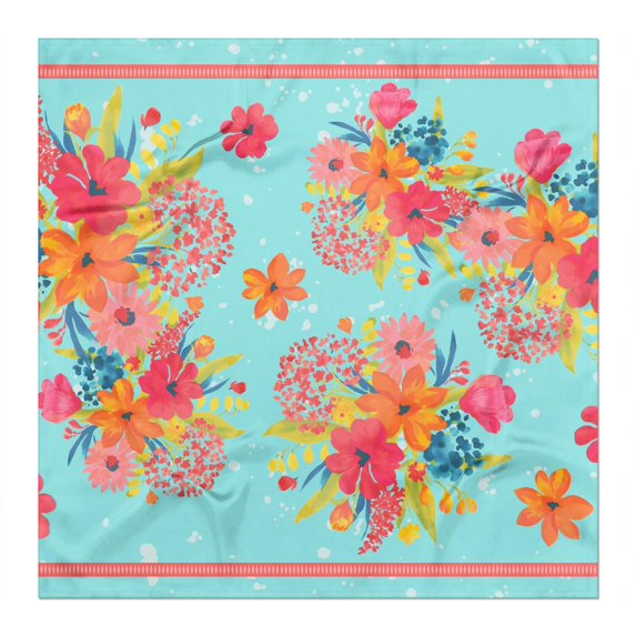 Head Scarf for Women,27.5 Inches Pioneer Colorful Flowers Square Like Head Scarf for Women,Silk Bandana Hair Wrap Neck Scarf for Women's