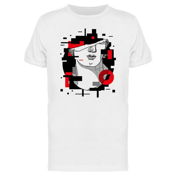 Head Sculpture Red Glitch T-Shirt Men -Image by Shutterstock, Male XX-Large