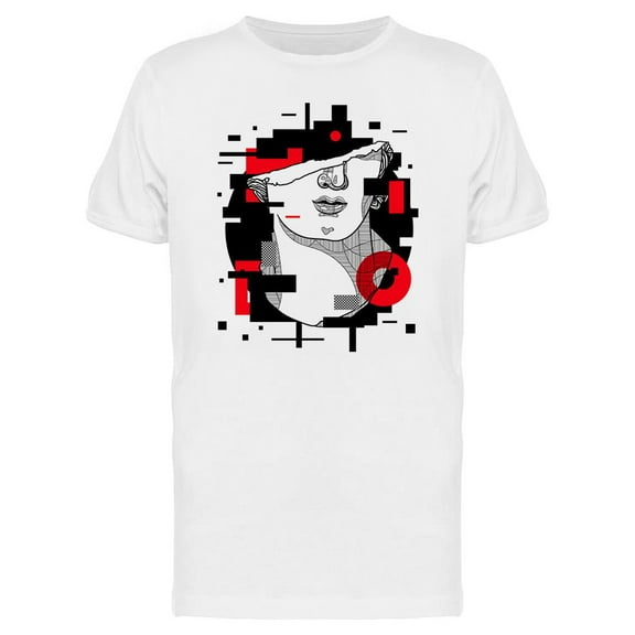 Head Sculpture Red Glitch T-Shirt Men -Image by Shutterstock, Male x-Large