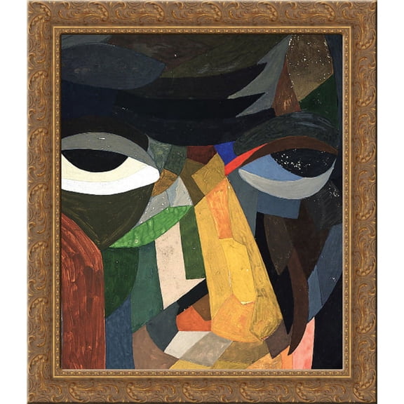 Head (Self Portrait) 24x20 Gold Ornate Wood Framed Canvas Art by Otto Freundlich