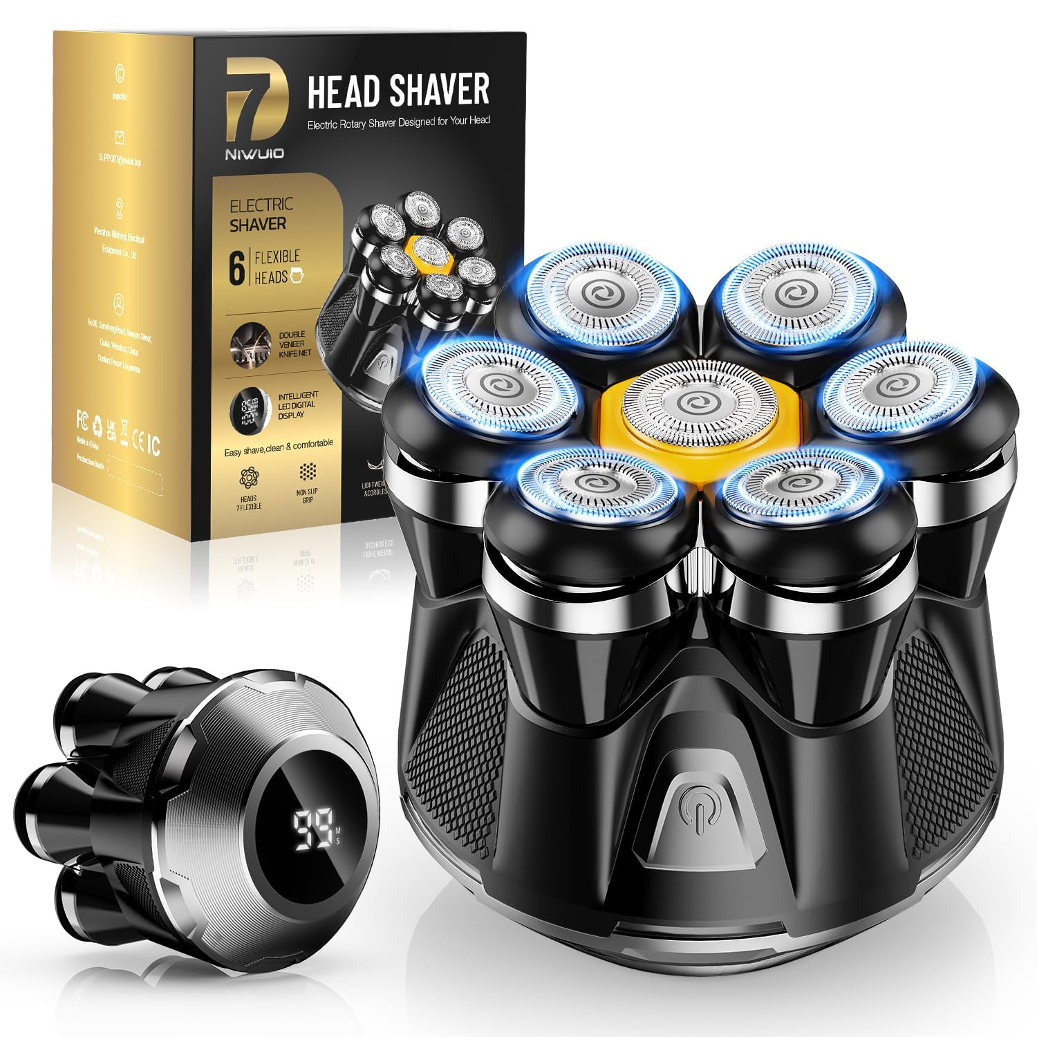 Head Shaver for Bald Men: Electric Bald Razor -IPX7 Wet & Dry Shaving ...