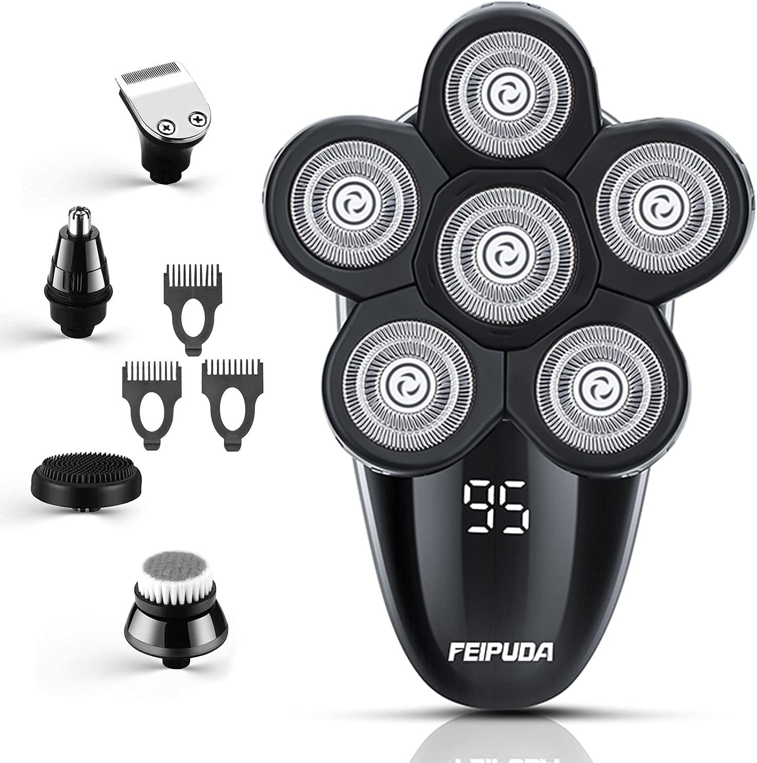 Head Shaver for Bald Men 5 in 1 Electric Shaver Grooming Kit Waterproof Electric Razor for Men