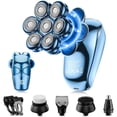 thumbnail image 1 of Nogroa Head Shavers for Bald Men, Magnetic Electric Razor, 7D Rotary Shaver 5 in 1 Grooming Kit, IPX7 Waterproof, Wet/Dry, LED Display, Rechargeable, Cordless, Blue, 1 of 9