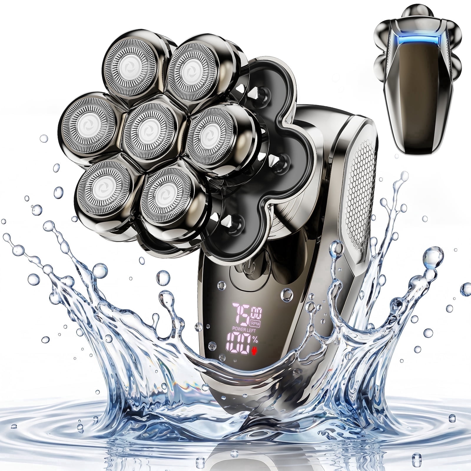 Head Shavers for Men, Magnetic 7D Electric Razor for Bald Men, IPX7 Waterproof Rechargeable Bald Shaver, Cordless