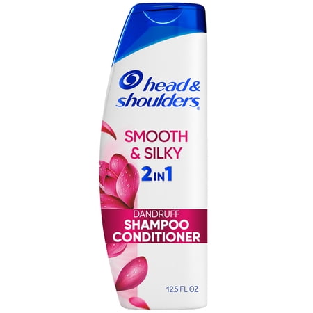 Head and Shoulders Dandruff Smooth & Silky 2 in 1 Shampoo and Conditioner, Fresh Floral Scent, Frizz Control, Color Safe, 12.5 fl oz