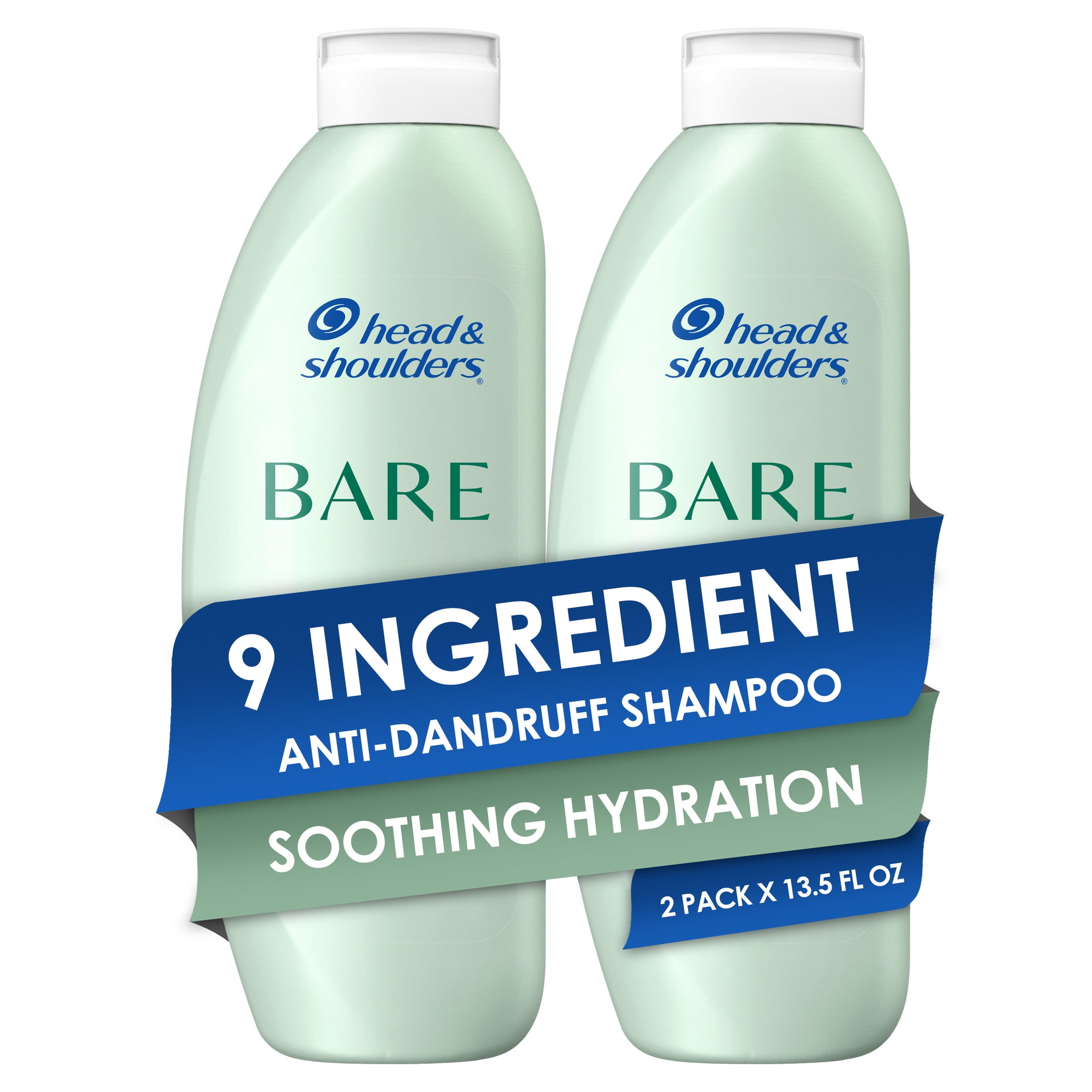 Head and Shoulders BARE Dandruff Shampoo, Soothing Hydration, for All Hair Types, 13.5 fl oz each, Twin Pack