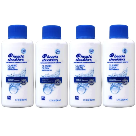 Head & Shoulders Classic Clean Dandruff Shampoo Travel Size 1.7 Fl Oz 4 Pack