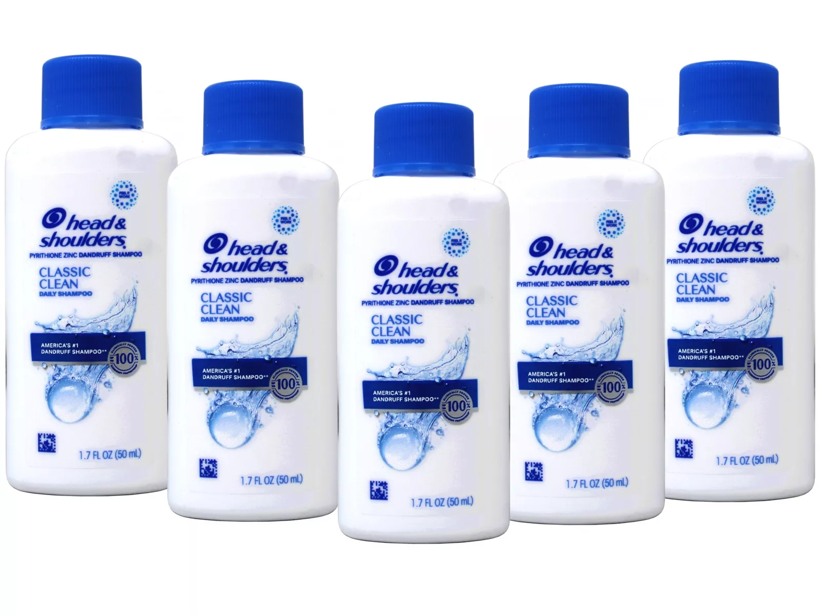 Head & Shoulders Classic Clean Dandruff Shampoo Travel Size 1.7 Fl Oz 5 Pack