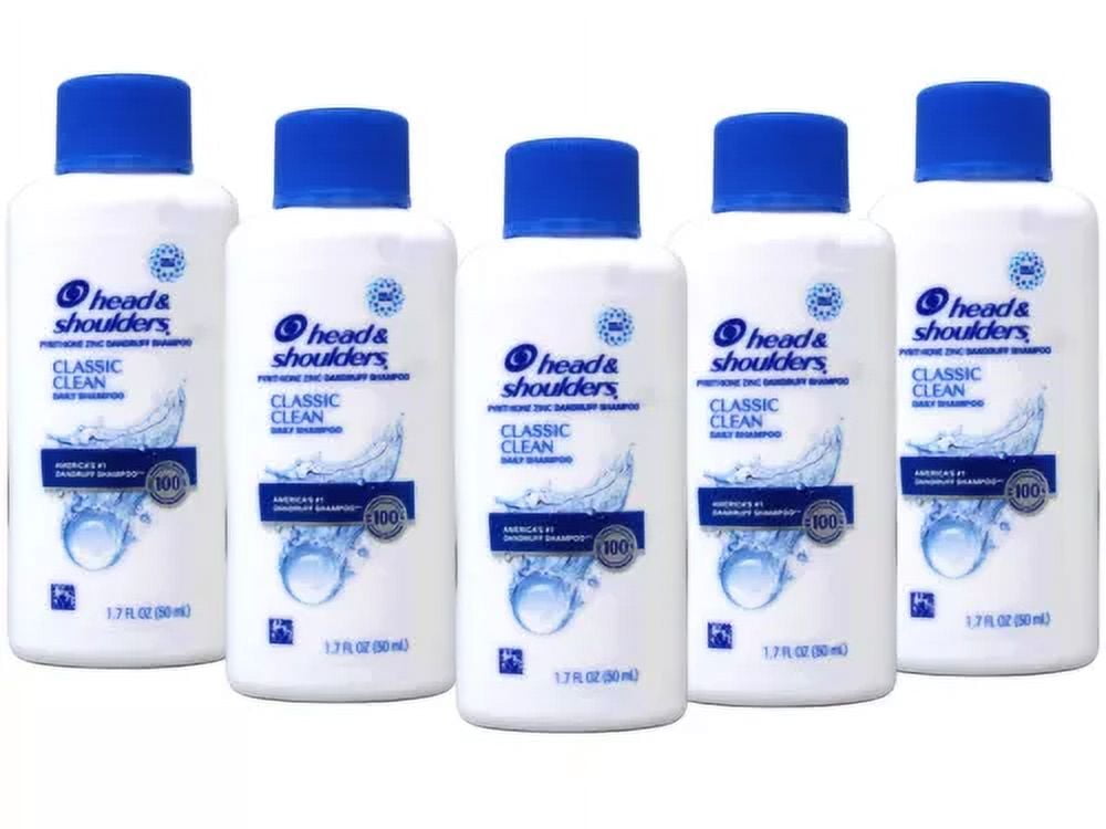 Head & Shoulders Classic Clean Dandruff Shampoo Travel Size 1.7 Fl Oz 5 Pack