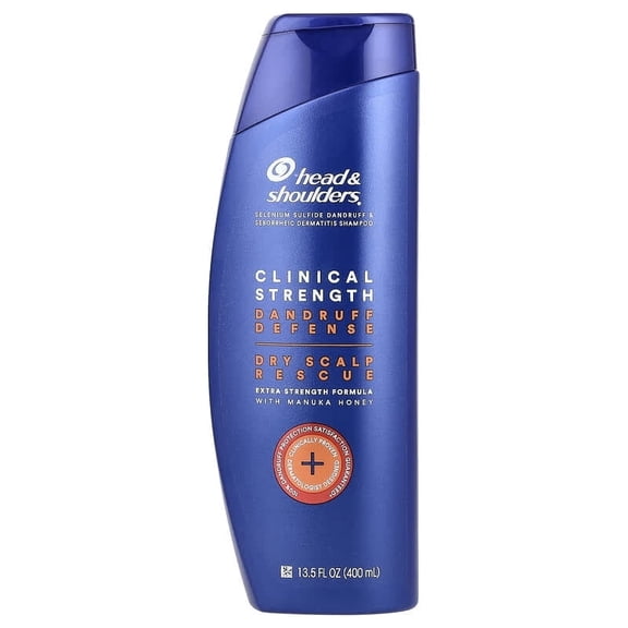 Head & Shoulders, Clinical Strength, Dandruff Defense Shampoo, Dry Scalp Rescue, 13.5 fl oz Pack of 2