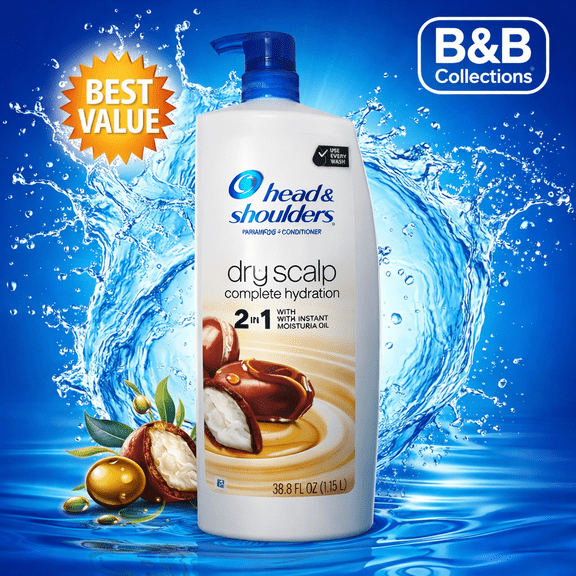 Head & Shoulders Dry Scalp Complete Hydration 2-in-1 Shampoo & Conditioner with Shea Butter & Jojoba Oil, 38.8 fl oz Pump Bottle