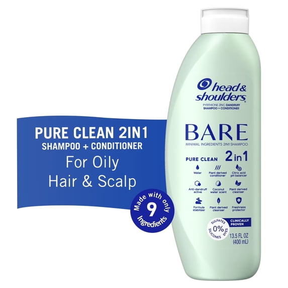 Head and Shoulders Bare Pure Clean 2in1 Dandruff Shampoo and Conditioner, 13.5 FL OZ