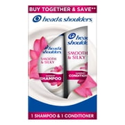 Head and Shoulders Dandruff Shampoo and Conditioner Set, Smooth and Silky, Frizz Control
