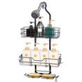 thumbnail image 1 of Over Head Shower Organizer, 3 Shelves Hanging Shower Caddy with Hooks, Bathroom Storage Rack for Razor Shampoo and Sponge, Rustproof, No Drilling, Black, 1 of 10