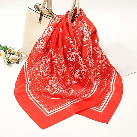 Head Slik Scarf for Women on Clearance Vintage Cashew Flower Personality Small Scarf Decorated With Imitation Silk Square Scarf
