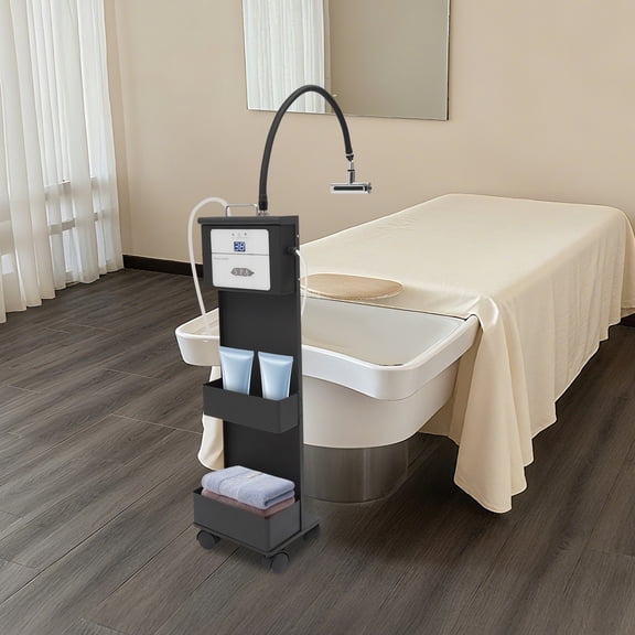 Head Spa Equipment, Shampoo Bed Accessories, Mobile Hair Wash Trolley, 4-Way Water Circulation (Faucet, Shower, Waterfall, Rinse), 360 Rotating Hose & Nozzle, Lockable Wheels, for Salon Spa