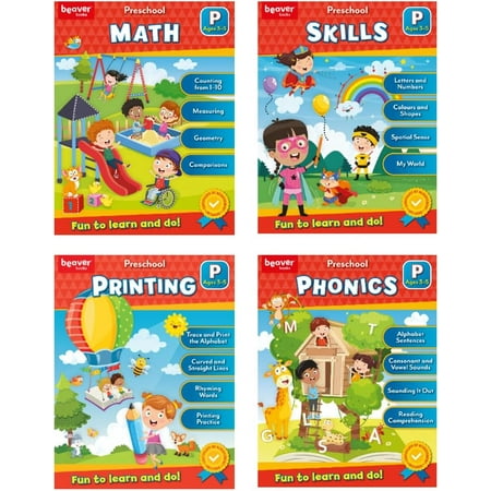 Preschool Workbooks Bundle: Math, Printing, Phonics & Skills