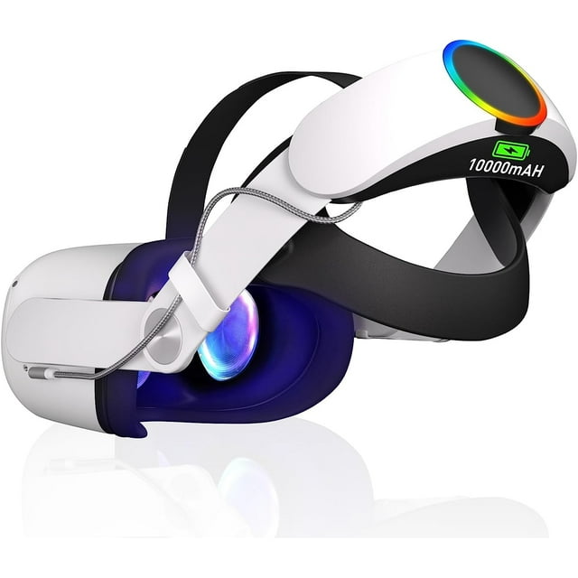 Adjustable Oculus Quest 2 Elite Strap with 10000mAh Battery, Fast Charging, and Extended 8H