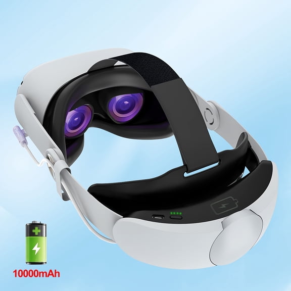 Head Strap with Battery for Oculus Quest 2, 10000mAh Rechargeable Lithium Battery, Adjustable Elite Strap, 4-8 Hours Extended Playtime, Quick Charge VR Power Accessory for Meta Quest 2