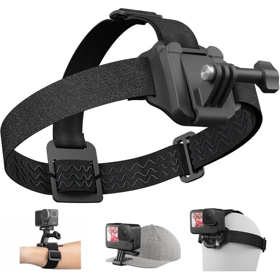 Head Strap Mount with Cap Clip, Quick Release Head Belt Mount Compatible with GoPro Max/Hero 13/12/11/10/9/8, Insta360 X5, DJI Osmo Nano Action 5 Pro Action 4 3, AKASO and Most Action Cameras
