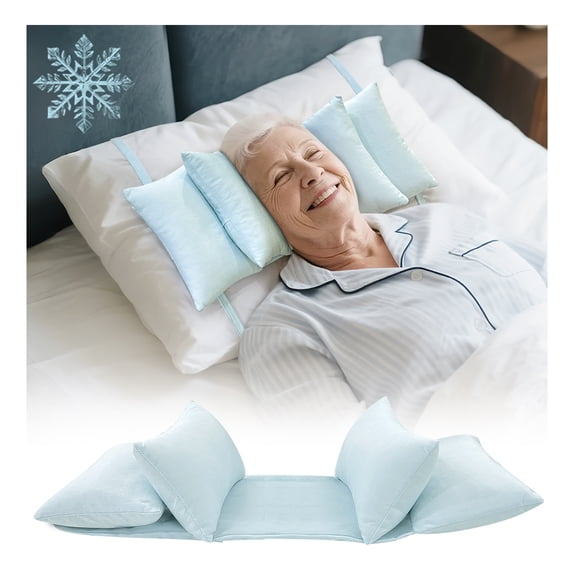Cooling Head Stabilizer, Head Support Pillow for Elderly  Neck Cradle for Sleeping Upright, Post Cervical Fusion Surgery Recovery, Breathable Wheelchair Headrest with Straps (Light Blue)