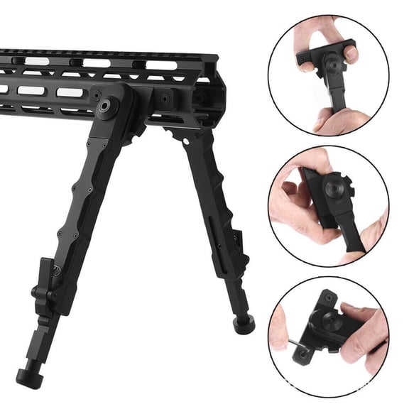Head Tactical Bipod Barrel-Mounted Clamp-On Foldable 7.5"-9" Adjustable Stable Compact Hunting Bipod for Rifle